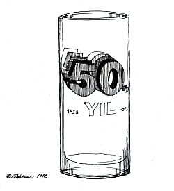 1923-1973: CUMHURİYETİN 50. YILI ANISINA HAZIRLANAN BARDAK